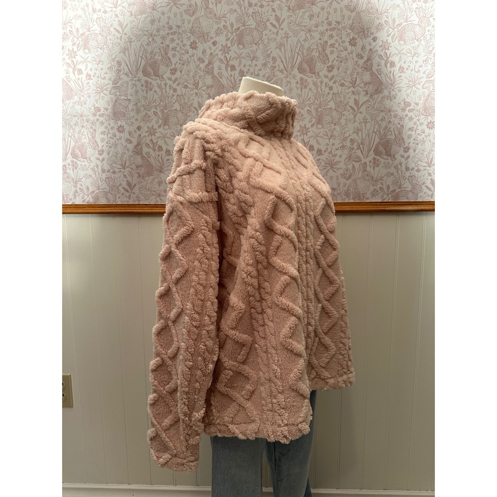 Eddie Bauer Cable Fleece Pullover – Size Large – Pink - Picture 5 of 7